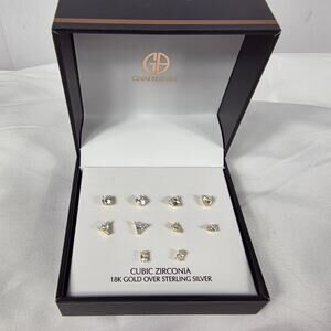 Cubic Zirconia Stud Earrings, 18k Gold Over Sterling Silver, NWT Giani Bernini